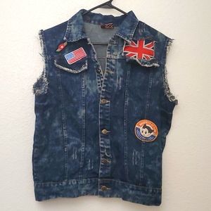 Hudson Outerwear Denim Punk Rock Anime Atom Boy Manga Comic Jean Vest Top.